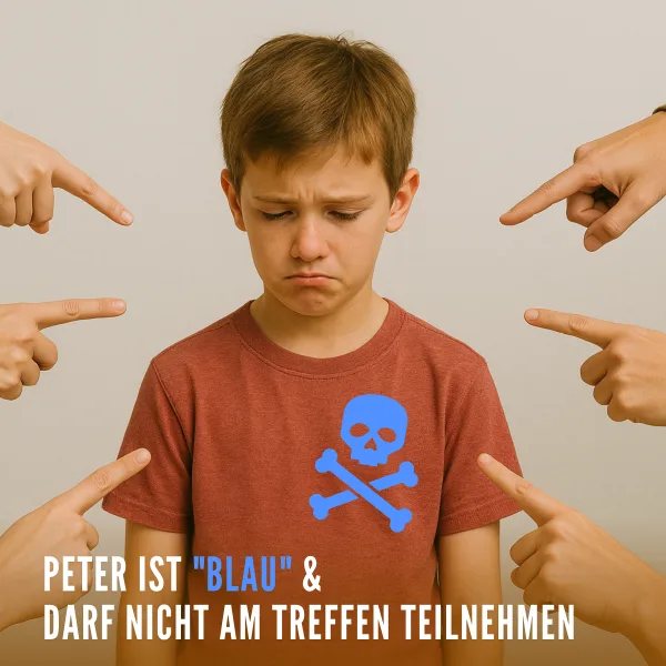 Peter ist "Blau" und darf nicht am Treffen teilnehmen